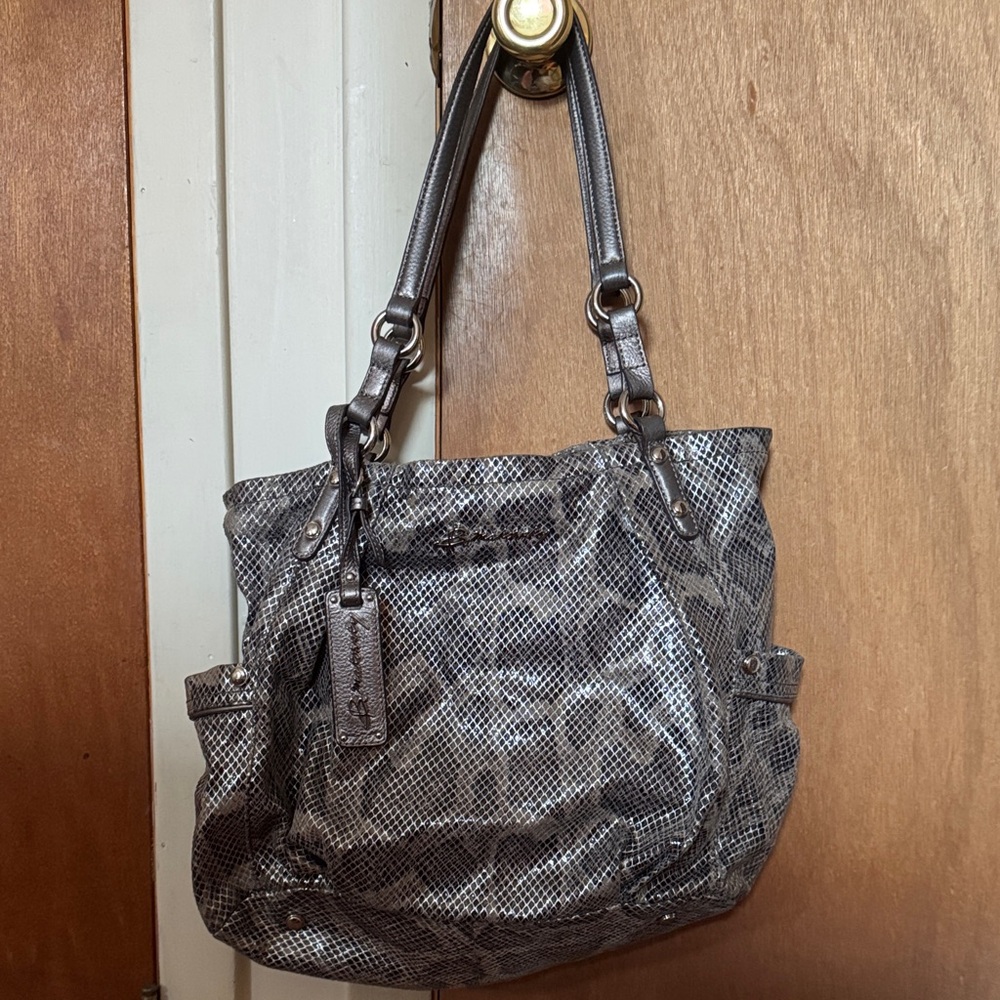 B. Makowsky Metallic Gray Shoulder Bag